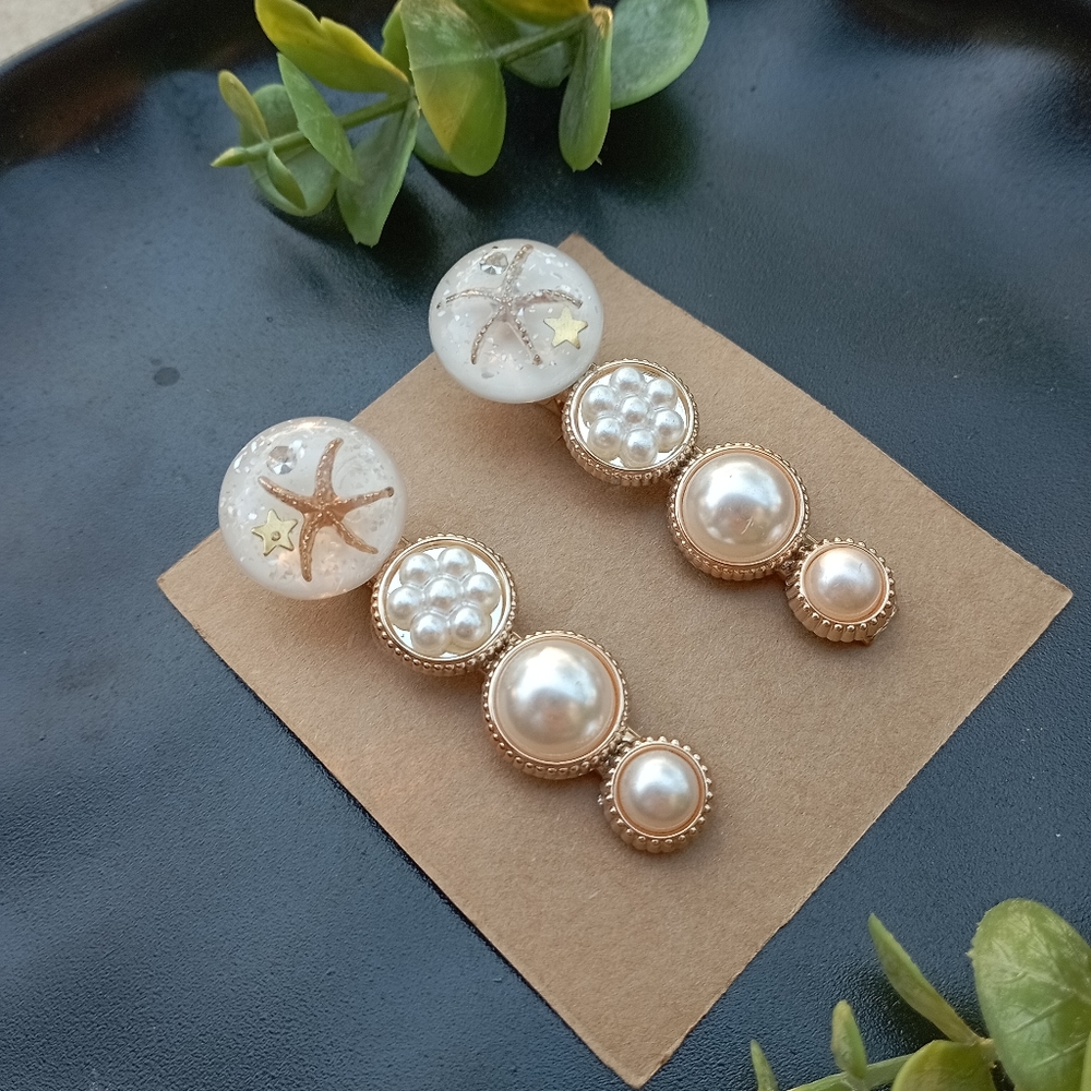 Gold Starfish Romantic Pearlcore Hair Clips - Picture 7 of 13